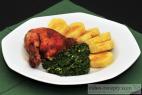 Recept Grilled chicken in the oven - grilled chicken with potato dumplings and spinach - a proposal for serving